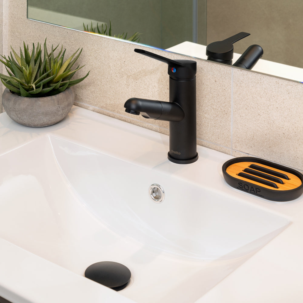 Monomando Lavamanos Extraible Brescia Negro Mate