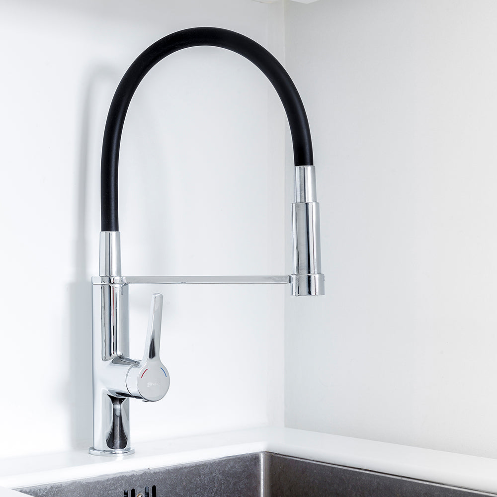 Monomando Lavaplatos Flexible Exo Cromo/Negro Mate