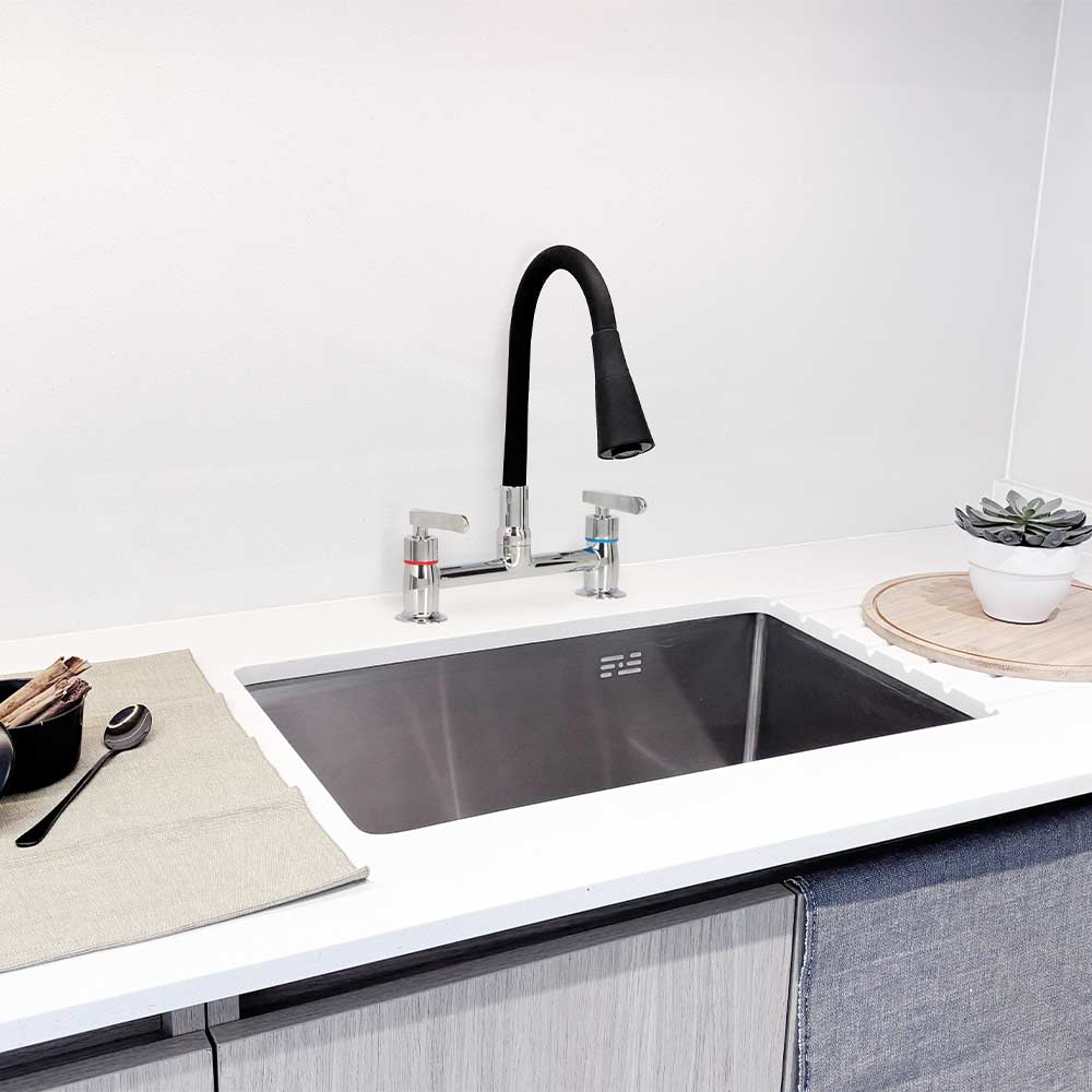 Combinación Lavaplatos Biletti Flessi Cromo/Negro Mate