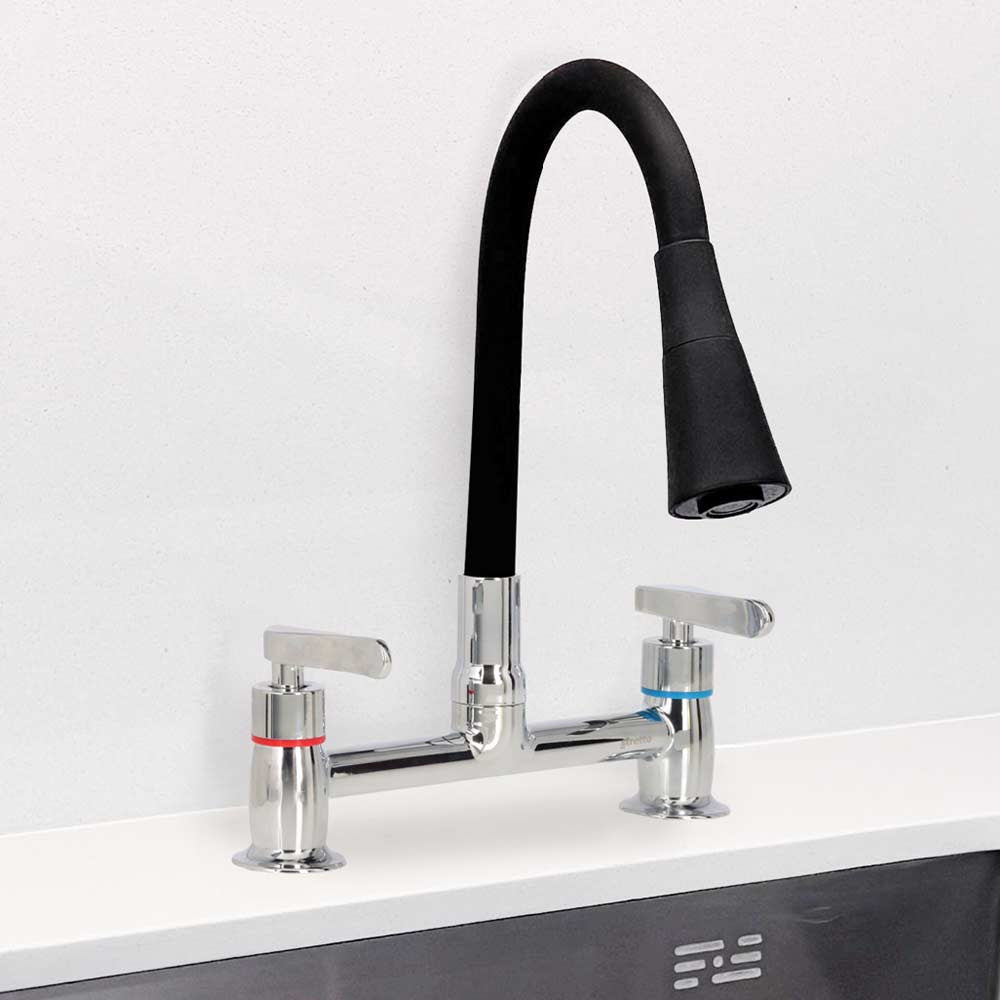 Combinación Lavaplatos Biletti Flessi Cromo/Negro Mate