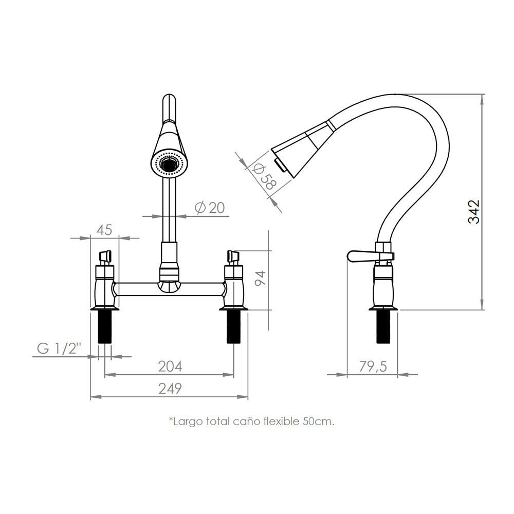 Combinación Lavaplatos Biletti Flessi Cromo/Negro Mate