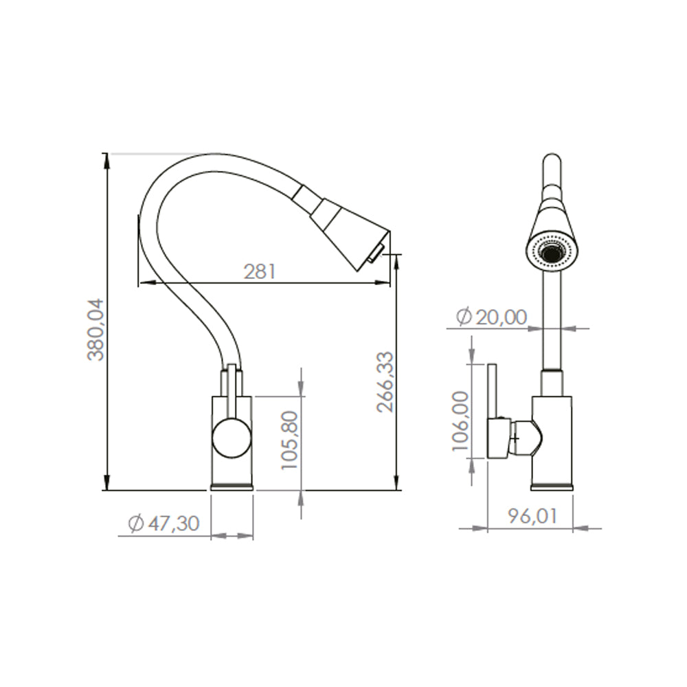 Monomando Lavaplatos Oregon Flex Duo Cromo/Rojo