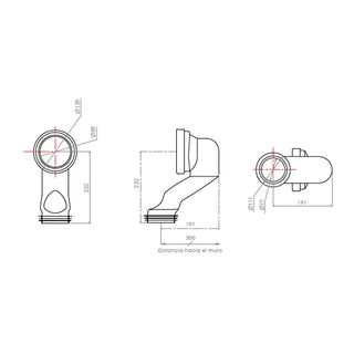 Manguito Adaptador para WC con salida Horizontal - Conexión a Piso 30cm (Vertical)