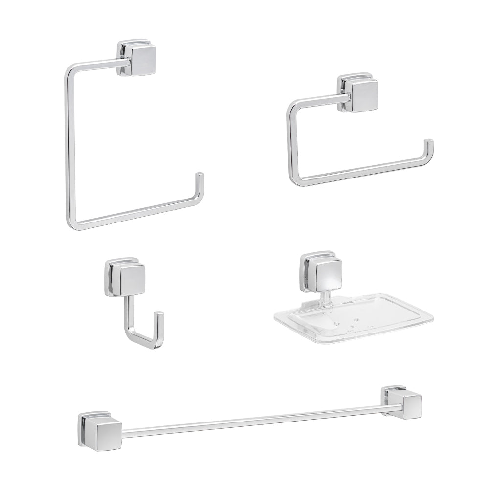 Kit de Accesorios de Baño 5 Piezas Prato Cromo