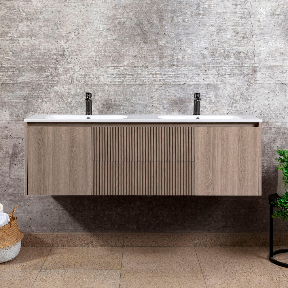 Mueble Vanitorio Sophie Texturado Lenga Texturado + Cubierta 120x46x50 cm
