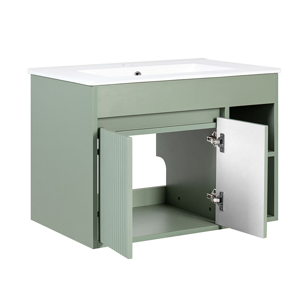 Mueble Vanitorio Lille Sage Green Texturado + Cubierta 70x46x50 cm