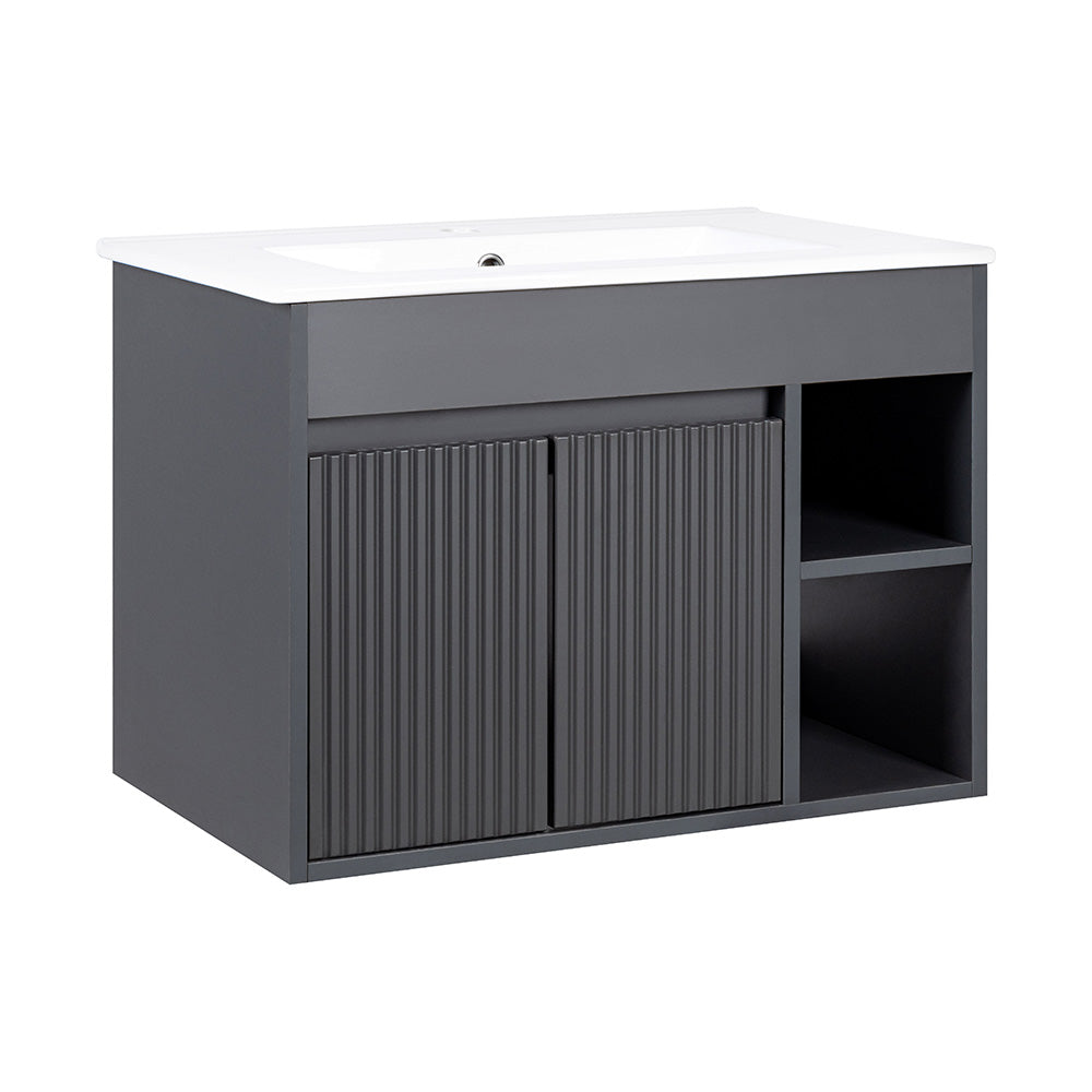 Mueble Vanitorio Lille Dark Grey Texturado + Cubierta 60x46x50 cm