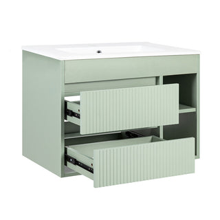 Mueble Vanitorio Paris Texturado Sage Green + Cubierta 70x46x50 cm