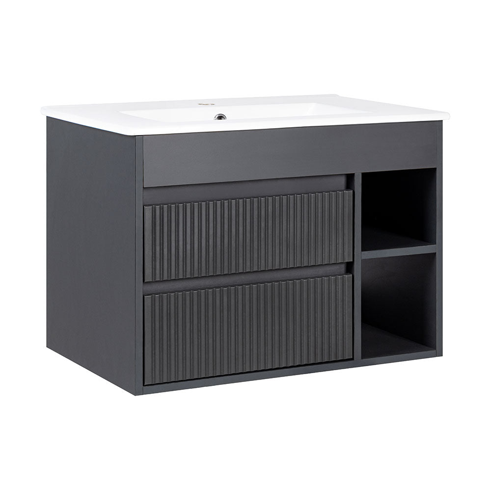 Mueble Vanitorio Texturado Paris Dark Grey Texturado + Cubierta 70x46x50 cm