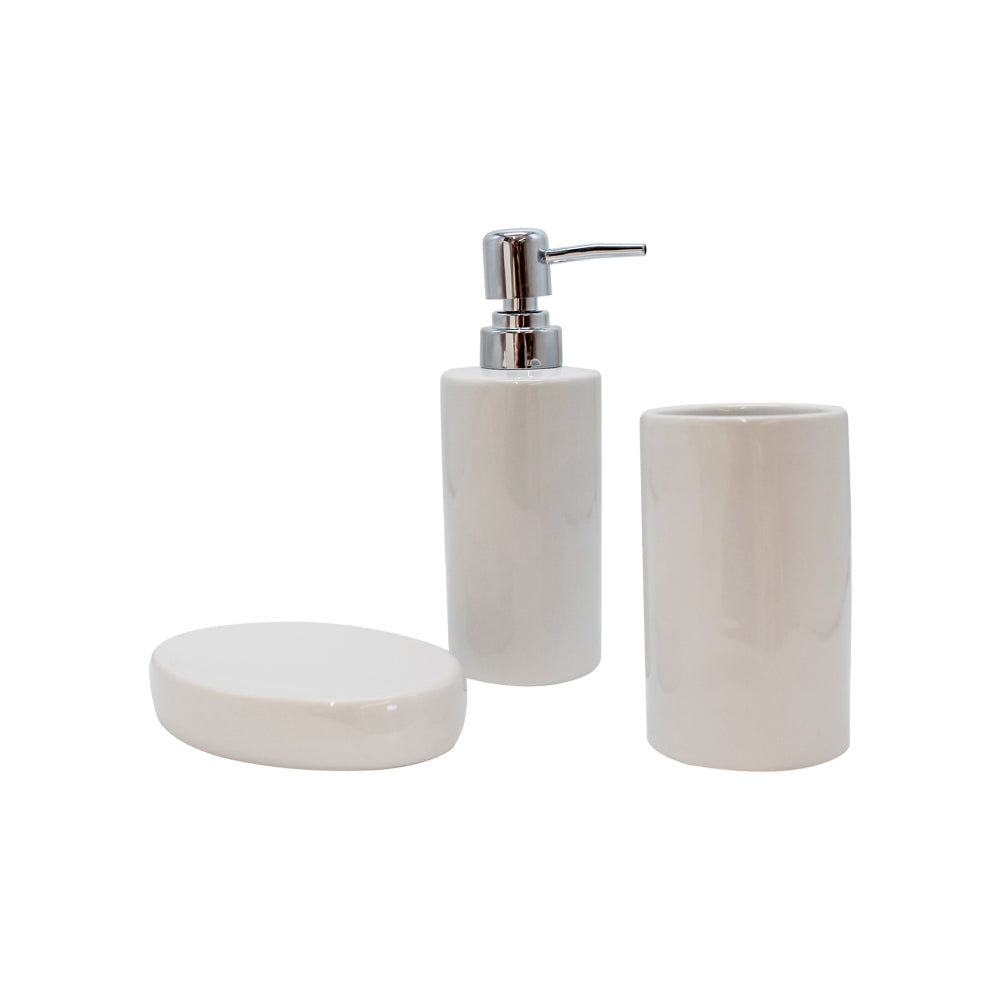 Kit Accesorios Baño Cerámico 3 piezas Blanco