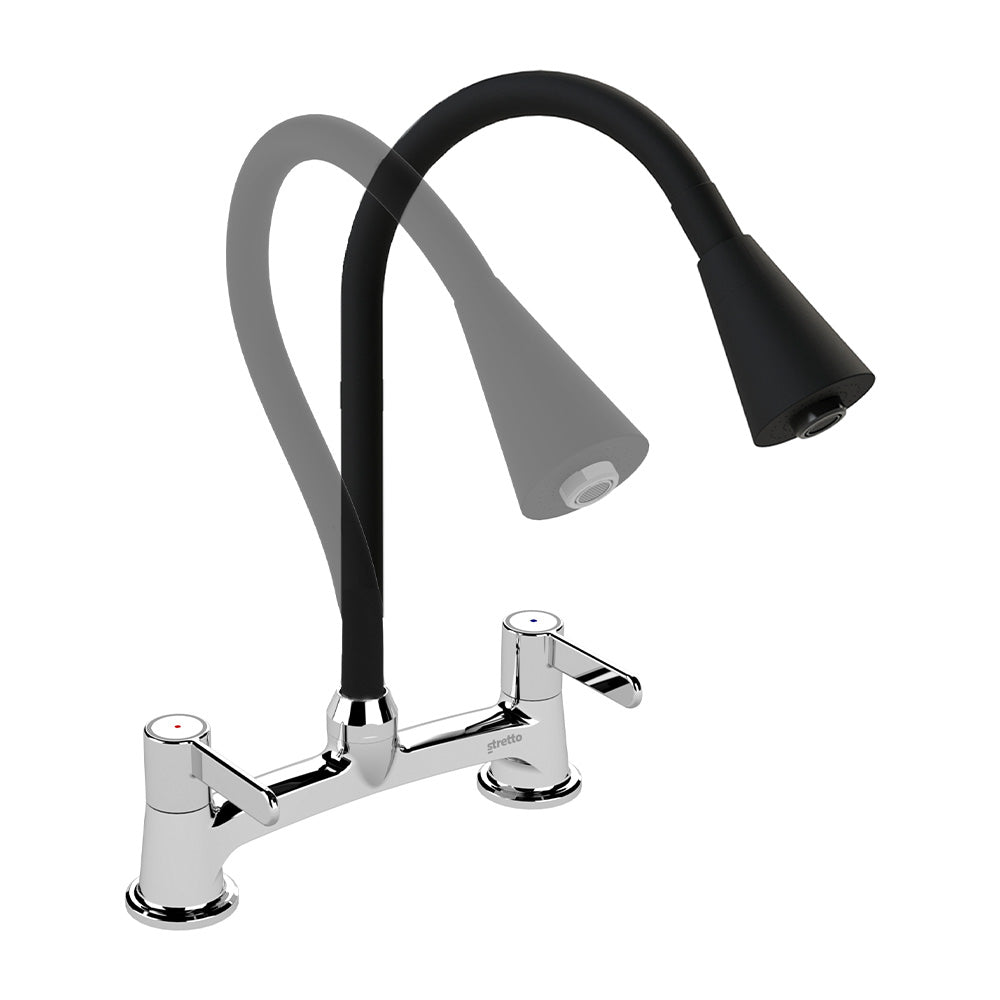 Combinación Lavaplatos Flexible Ferrara Flessi Cromo/Negro