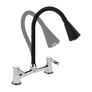 Combinación Lavaplatos Flexible Ferrara Flessi Cromo/Negro