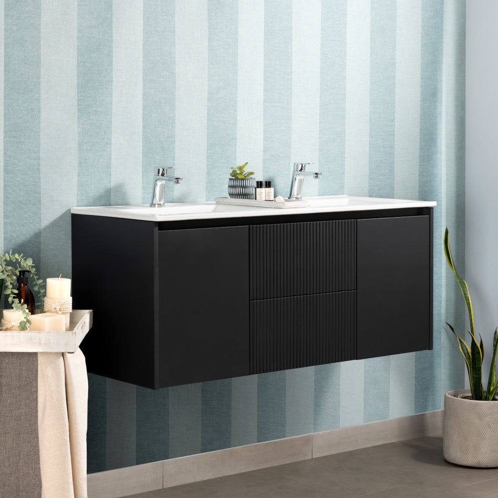 Mueble Vanitorio Sophie Texturado Dark Grey Texturado + Cubierta 120x46x50 cm