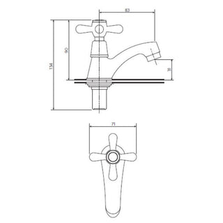 Llave Lavamanos Mossini Cruz Cromo