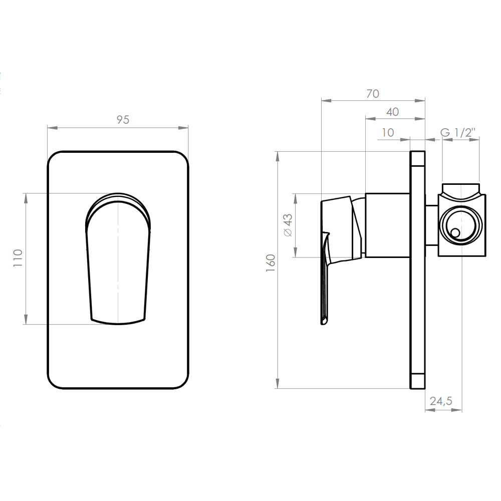 Monomando Ducha Empotrado Filippo Grafito Austral