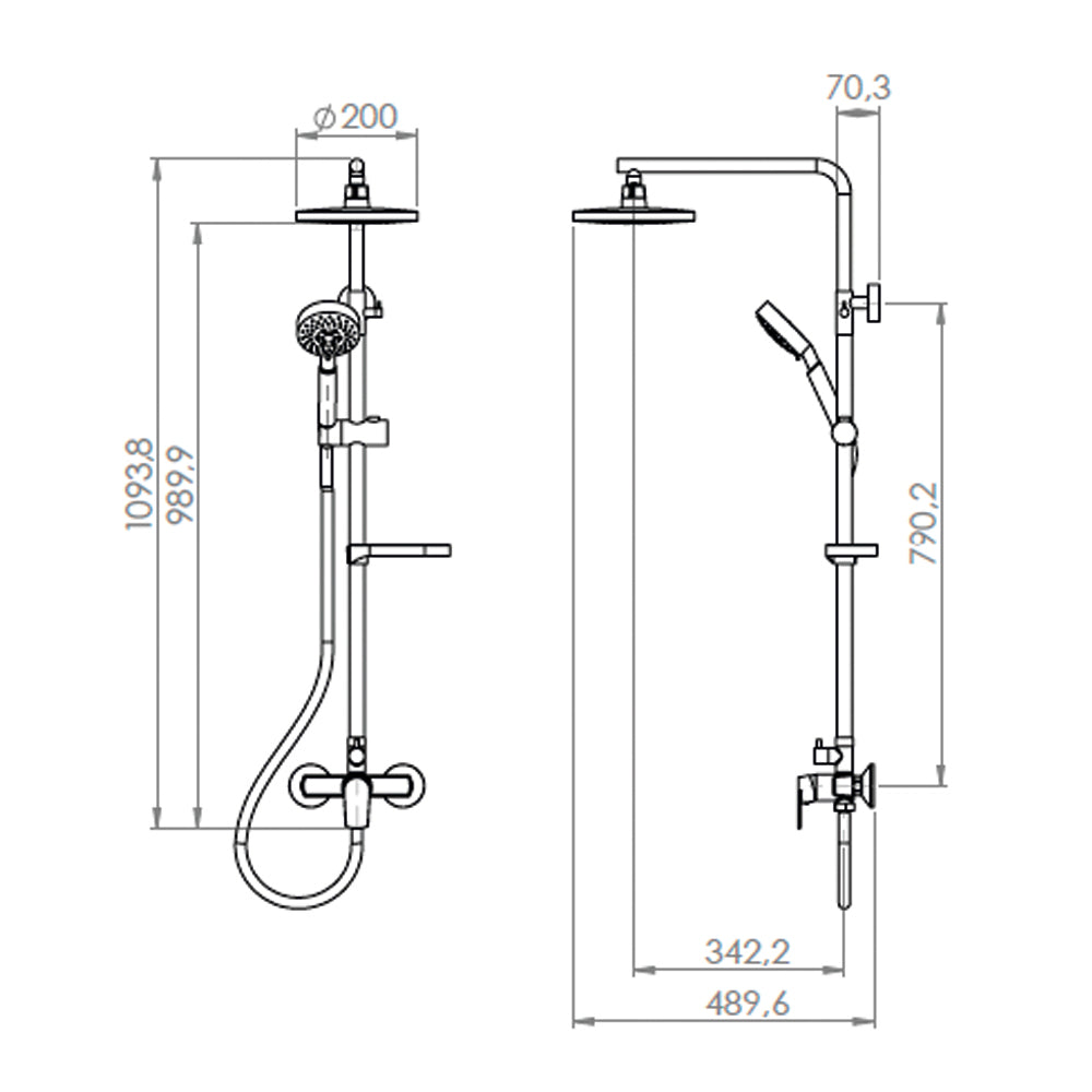 Columna de Ducha + Grifería Filippo Cromo