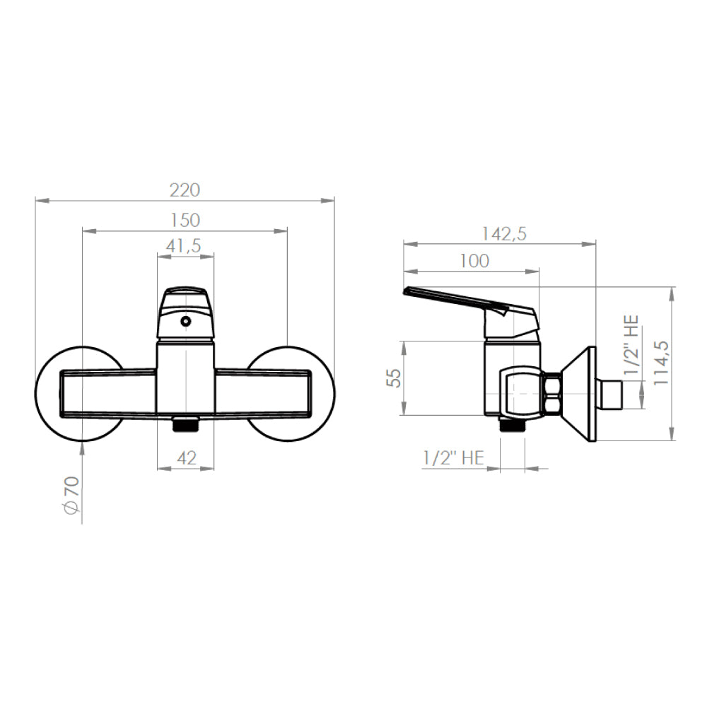 Monomando Ducha Módena Cromo