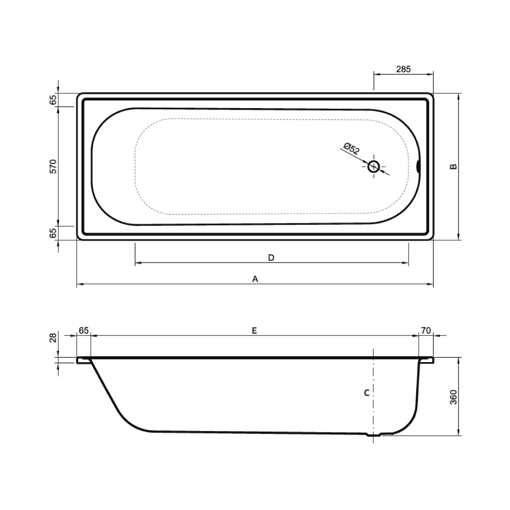 Tina Acero Antideslizante Atenea 70x36cm (1.3mm)