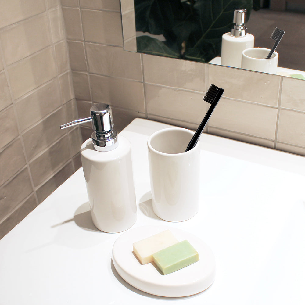 Kit Accesorios Baño Cerámico 3 piezas Blanco