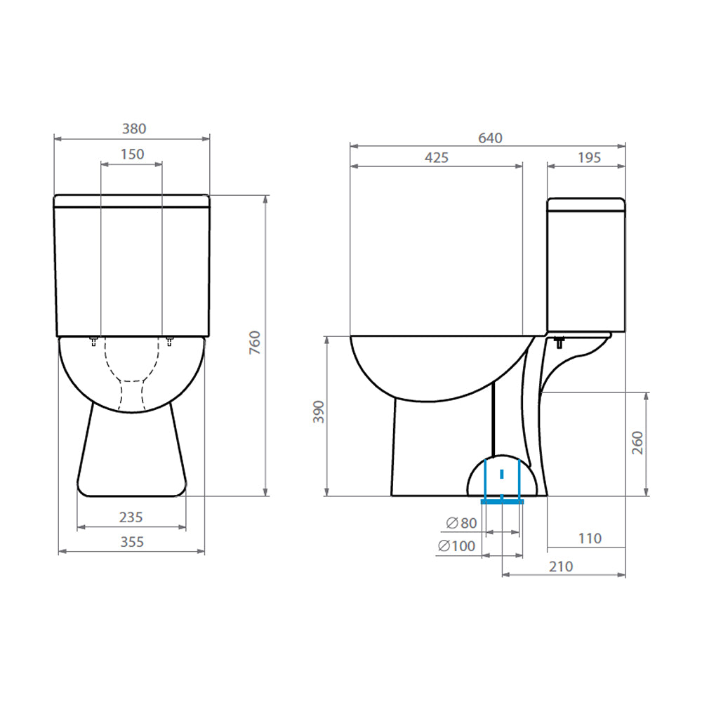 Sanitario Wc Two Pieces Aura Plus - Descarga Piso (Vertical)