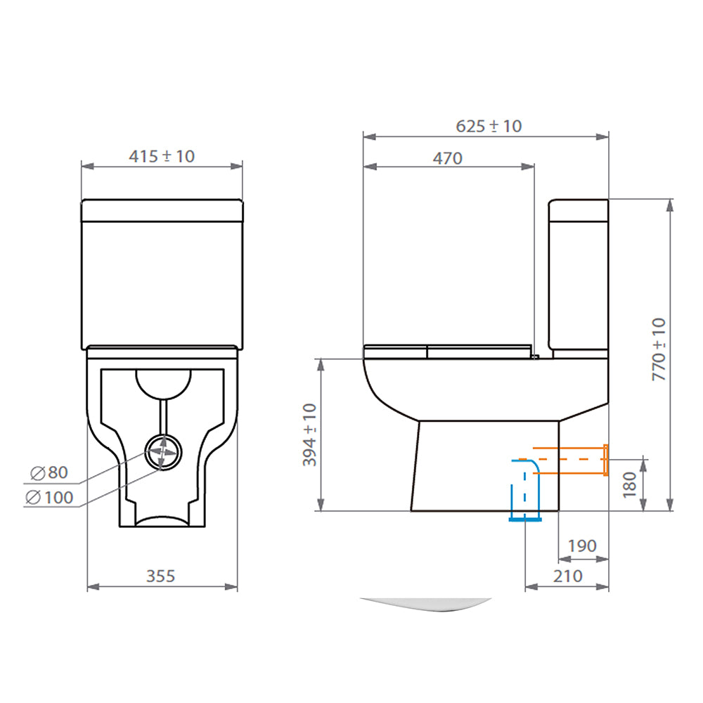 Sanitario WC Two Piece Atos - Descarga a Piso 21 cm (Vertical)