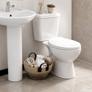 Taza WC Aura con fijaciones y Manguito 30cm - Salida a Piso (Vertical)