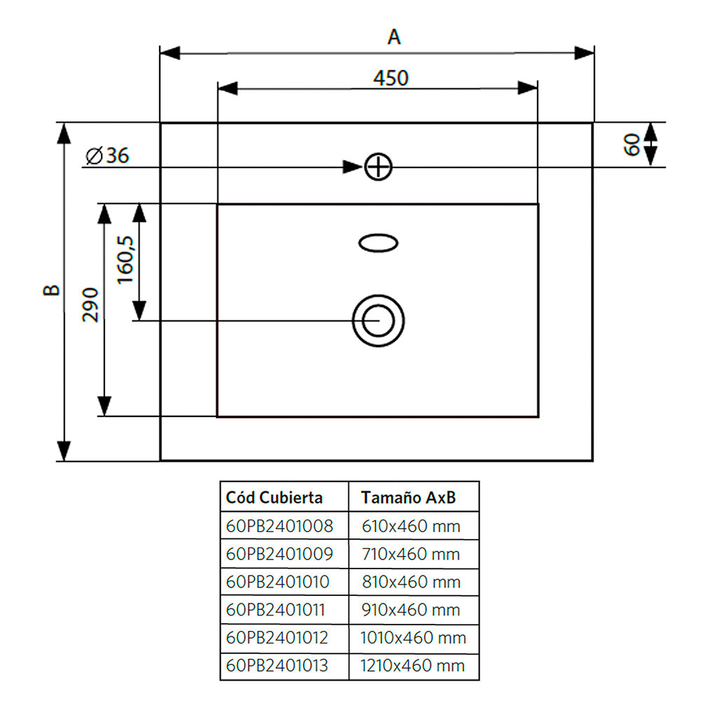 Mueble Vanitorio Completo 70 x 46 cm Belle Nogal