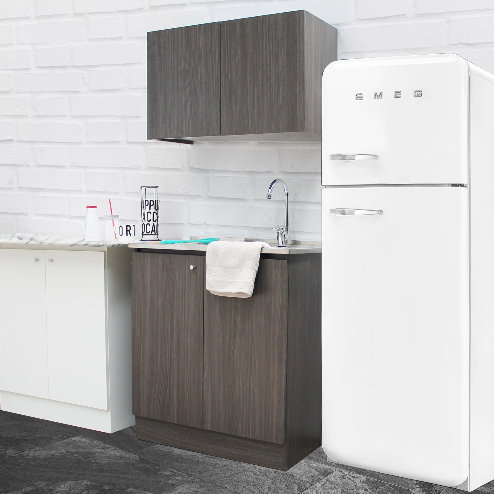 Mueble Cocina Lys a Piso 80x50x90, Color Ébano, Desarmado