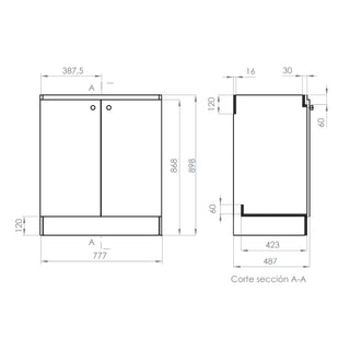 Mueble Cocina Lys a Piso 80x50x90, Color Ébano, Desarmado