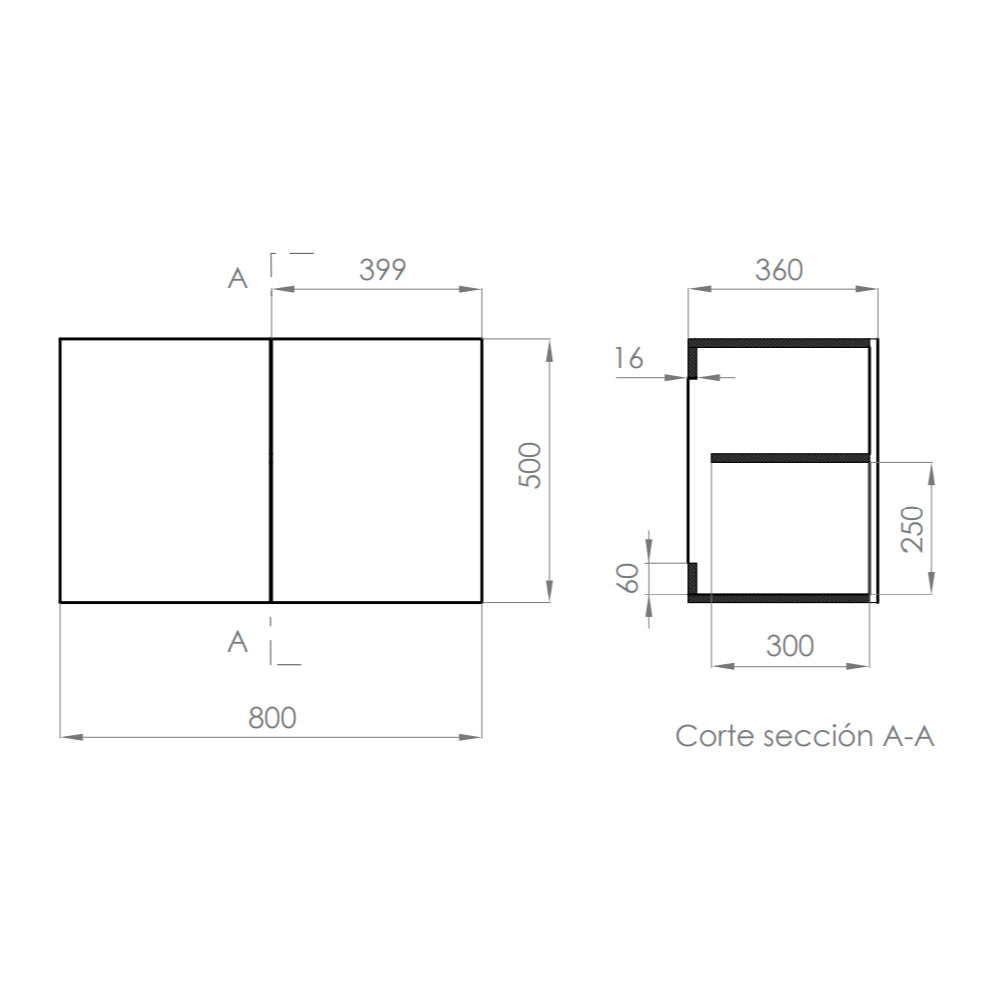 Mueble Cocina Lys a Muro Ébano