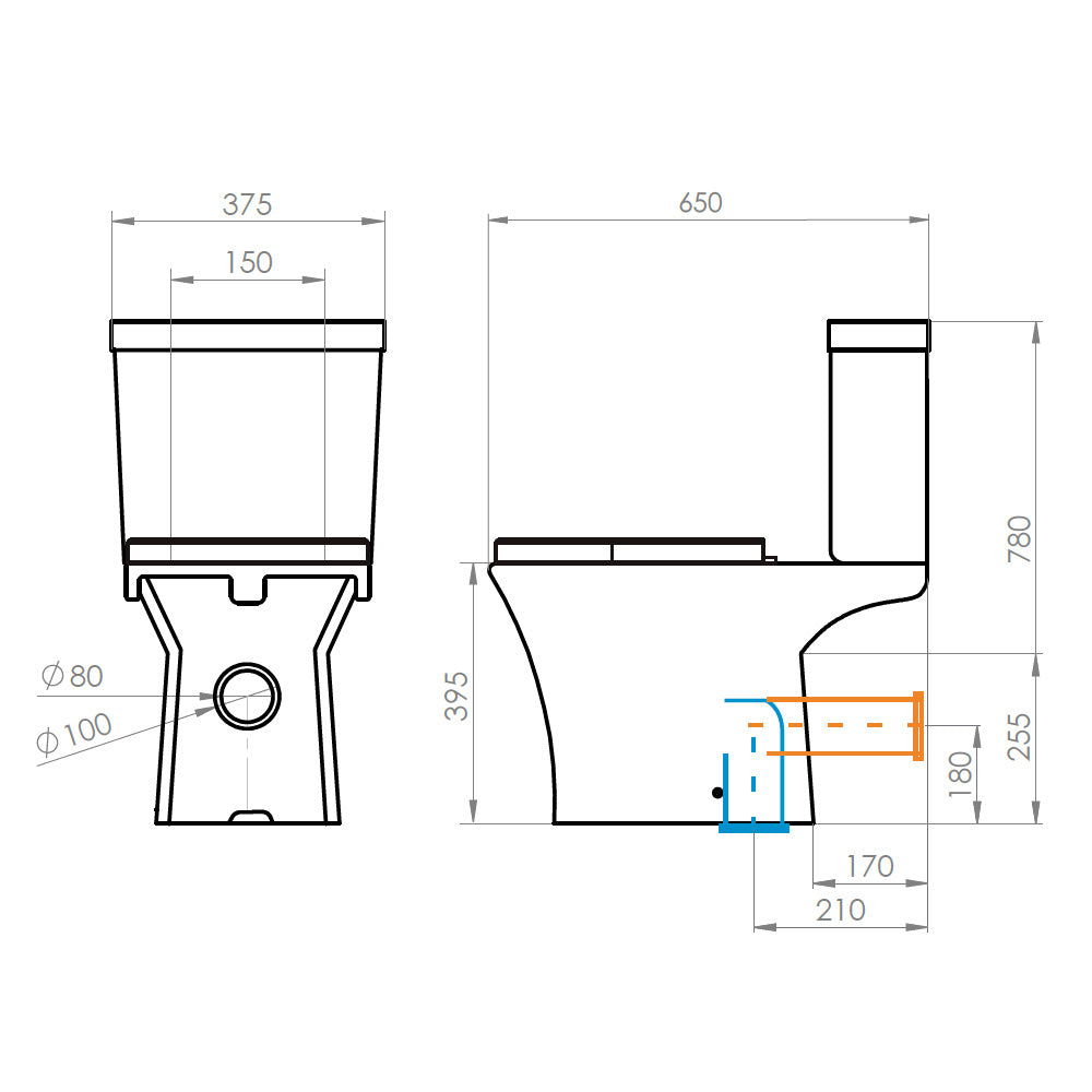 Sanitario Wc Two Piece New Atos - Descarga a Piso 21 cm