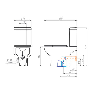 Taza WC Acros Plus con Fijaciones - Salida Dual (Vertical y Horizontal)