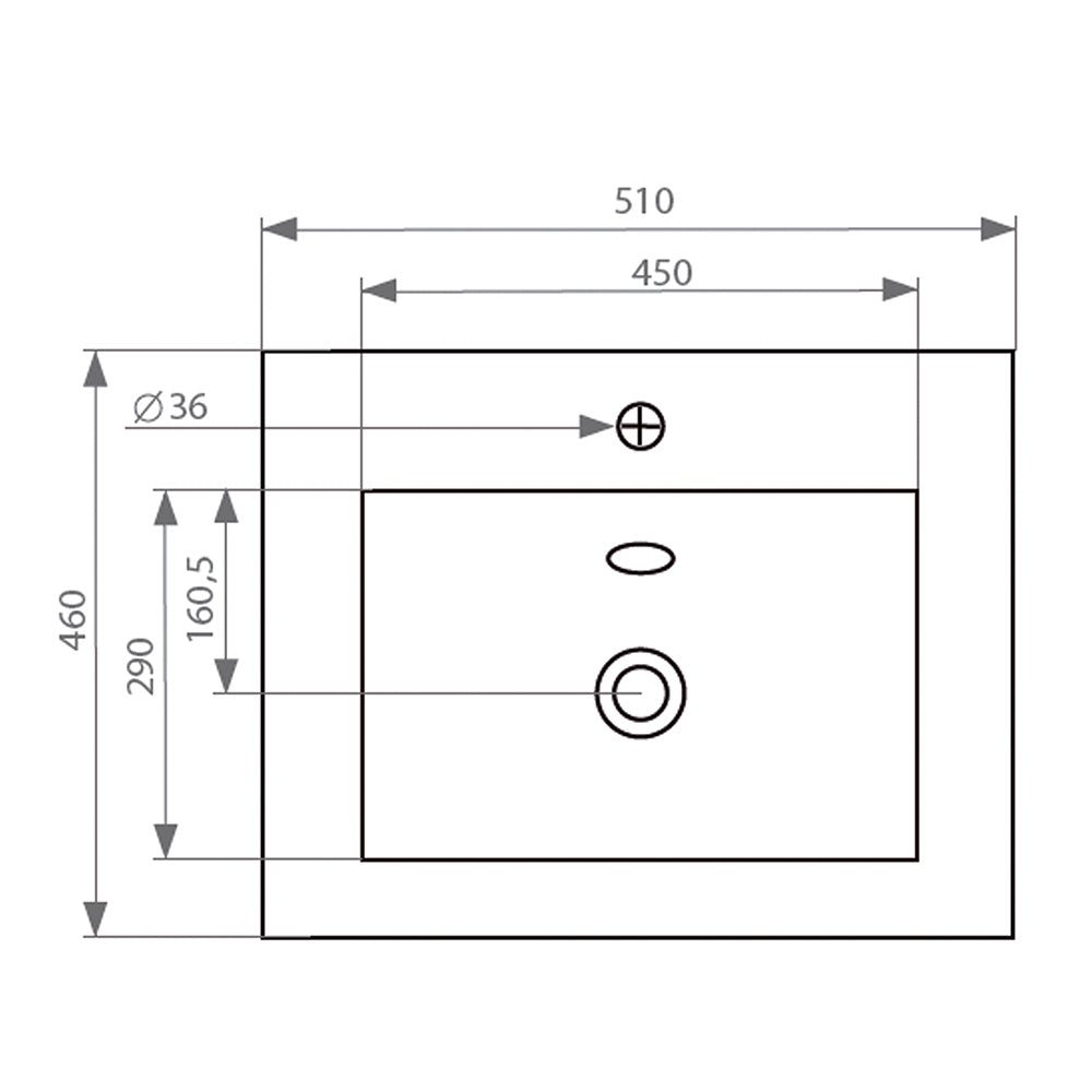 Mueble Vanitorio Moyen Roble + Cubierta 50x46x50 cm