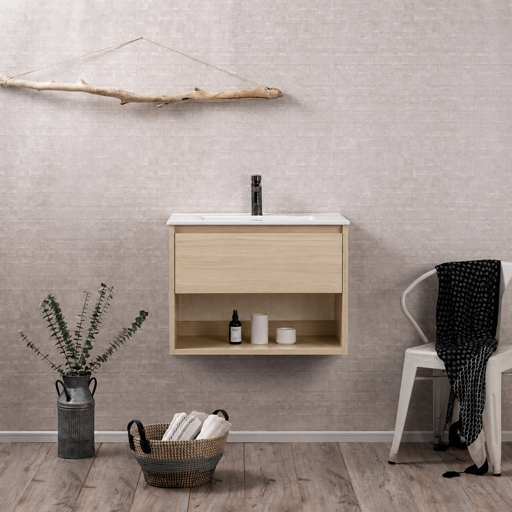 Mueble Vanitorio Zoé Acácia + Cubierta 80x46x50 cm