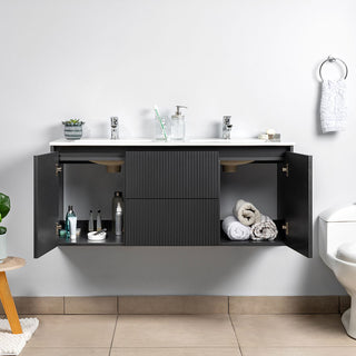 Mueble Vanitorio Sophie Dark Grey Texturado + Cubierta 120x46x50 cm