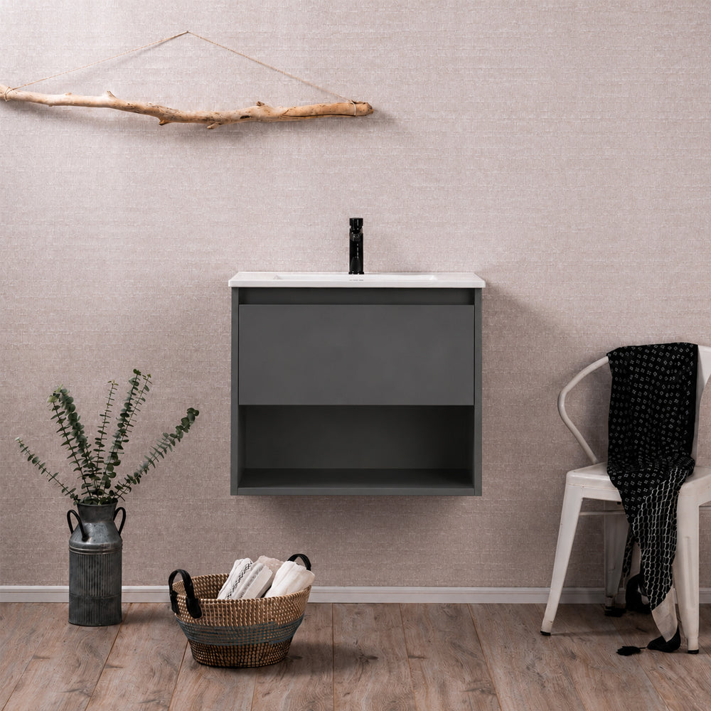 Mueble Vanitorio Zoé Gris Grafito + Cubierta 80x46x50 cm