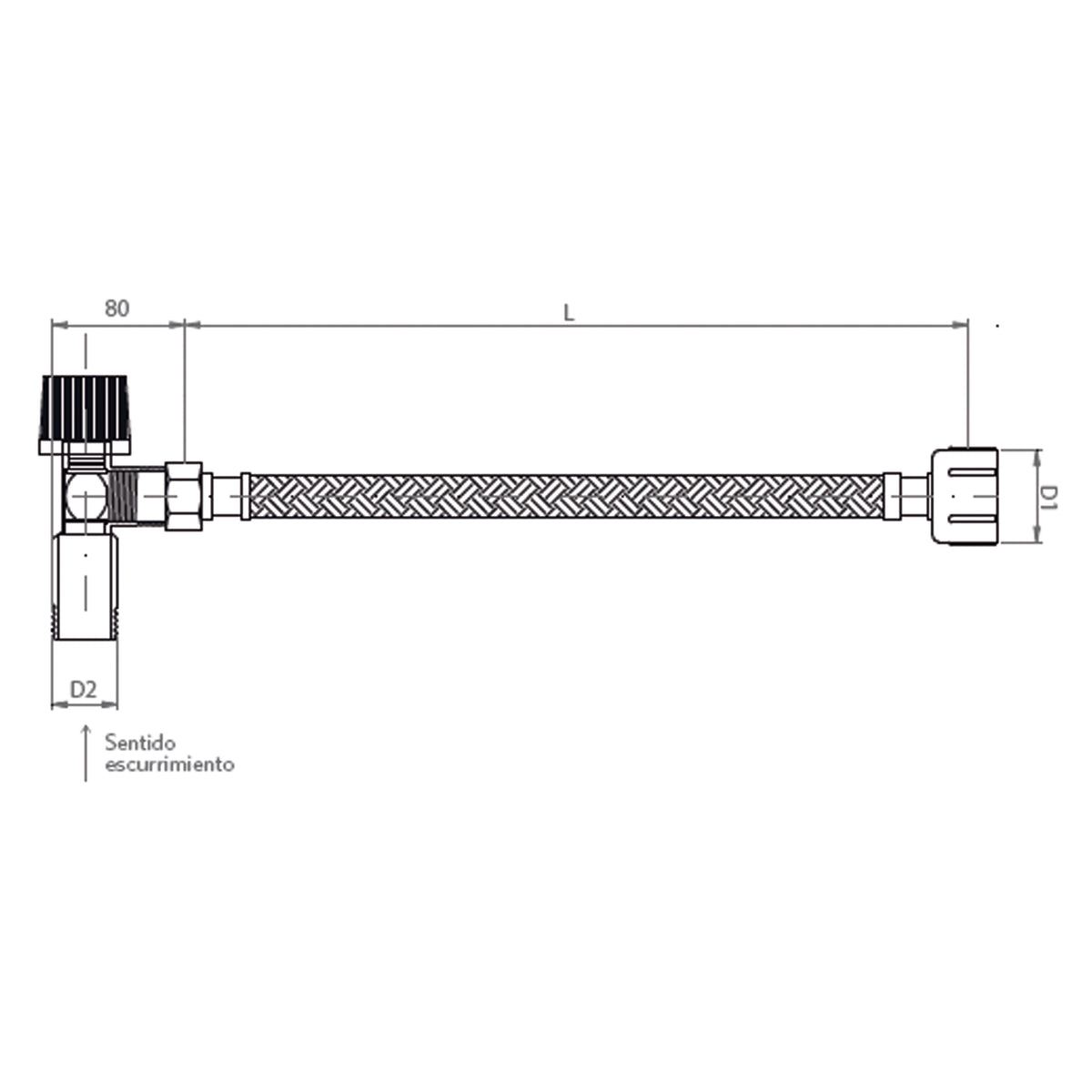 Llave Angular 1/2x1/2 y Flexible Technoflex 1/2x15/16 de 35cm
