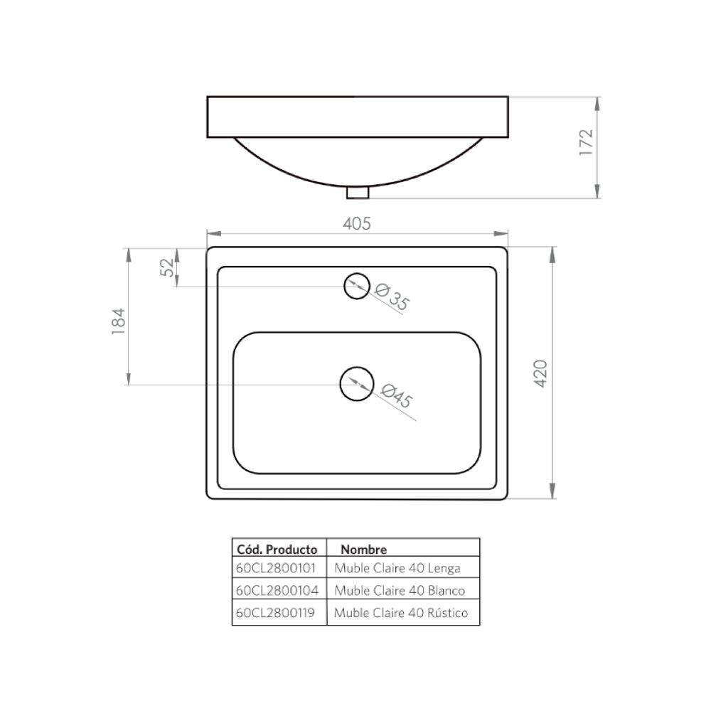 Mueble de Baño Completo Claire Blanco