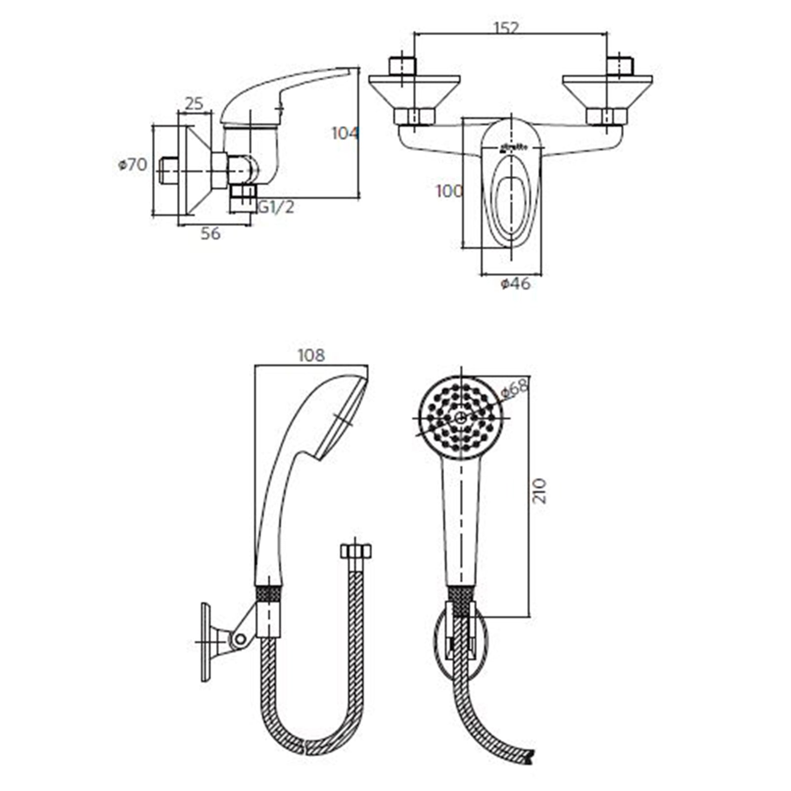 Monomando Ducha Verena Cromo