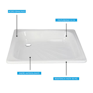 Receptáculo de Acero Esmaltado Atenas 80x80x15 cm sin Desagüe