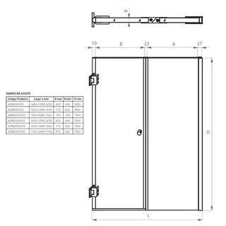 Mampara Abatible 170x185 cm Vidrio 8 mm Perfil Cromado