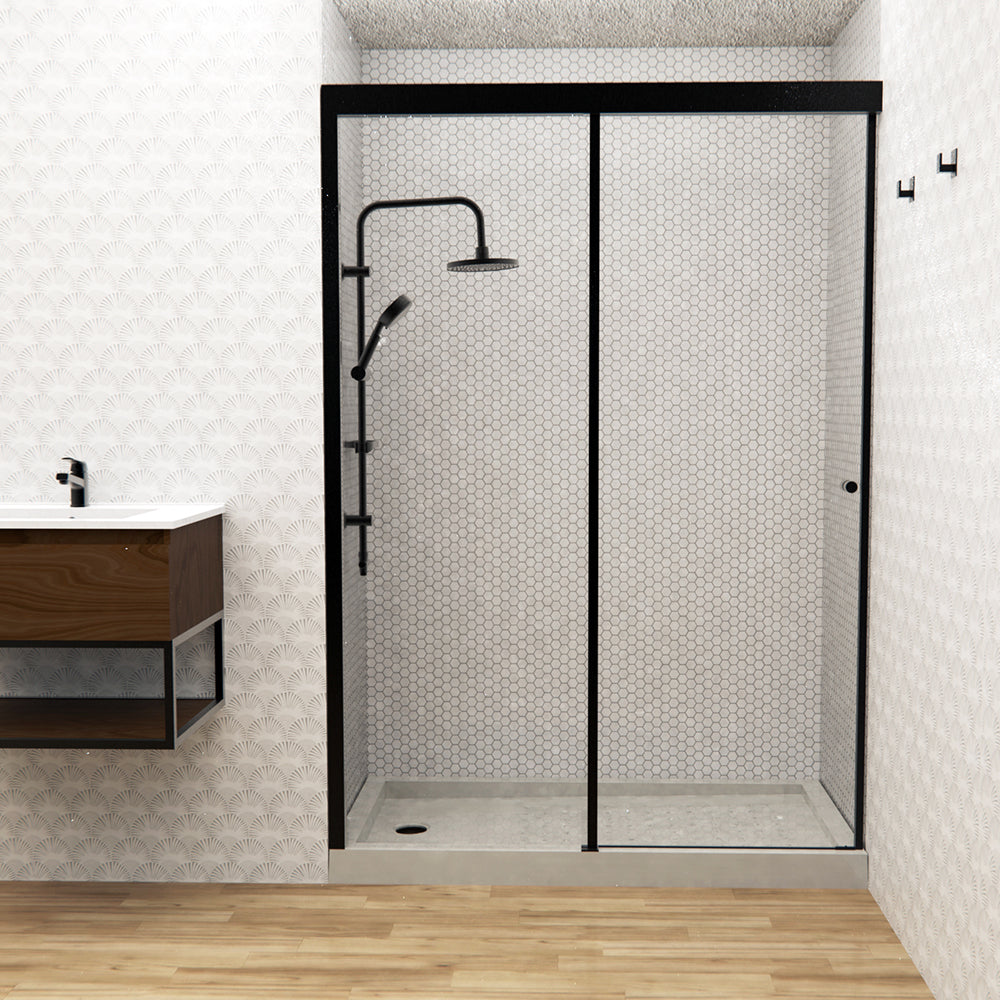 Mampara Corredera Hera 130x185 cm Negro Mate Ajustable ±3 cm