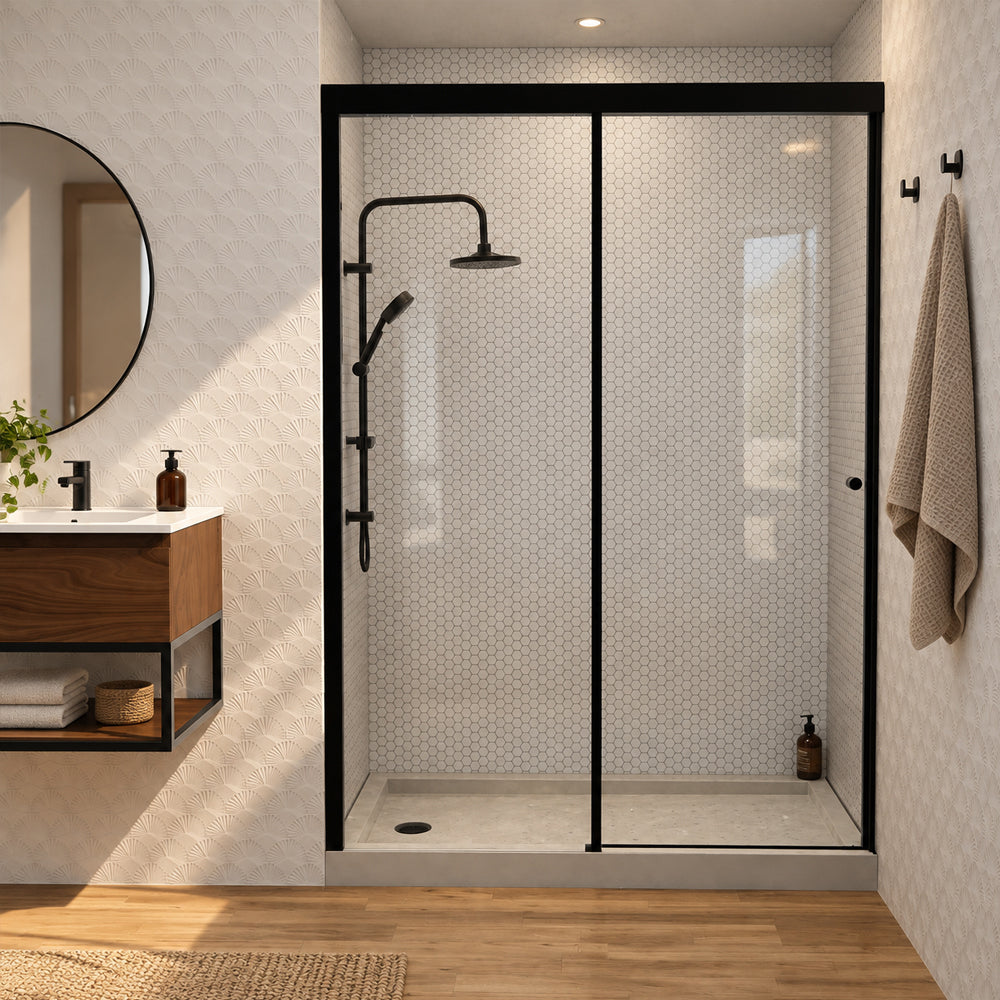 Mampara Corredera Hera 120x185 cm Negro Mate Ajustable ±3 cm