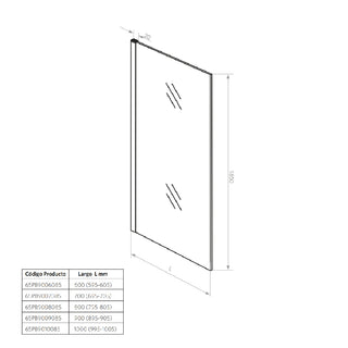 Mampara Fija 60x185 cm Ajustable ±1 cm Cromado