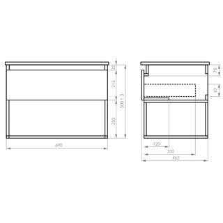 Mueble Vanitorio Méle Gris Grafito + Cubierta 70x46x50 cm
