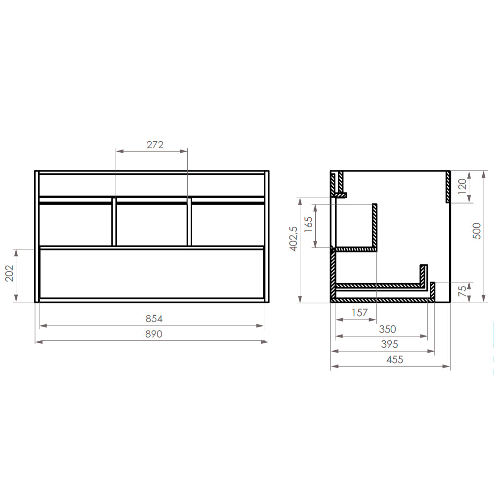 Base de Mueble Éclair 90x46. Color Lenga. Desarmado