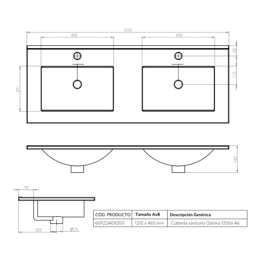 Mueble de Baño Completo Sophie Dark Grey Texturado
