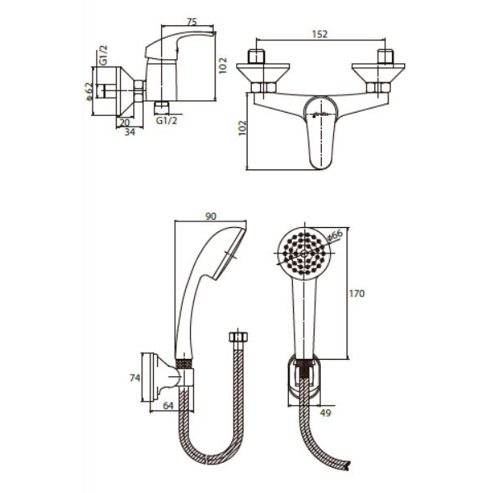 Monomando Ducha New Standard Cromo