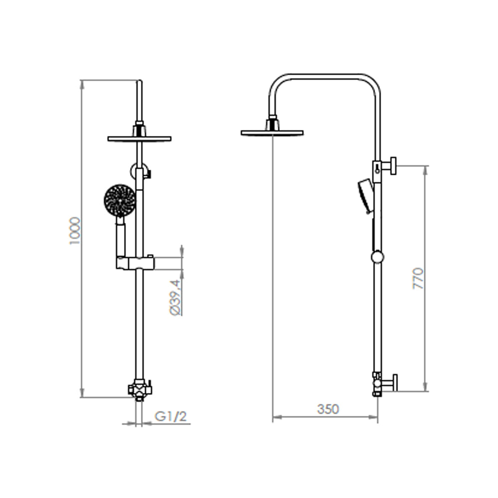 Columna de Ducha Venti + Ducha Verona Negro Mate