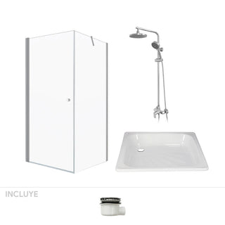 Pack Baño Altea | Mampara 70x70 + Receptáculo + Columna Ducha Cromo